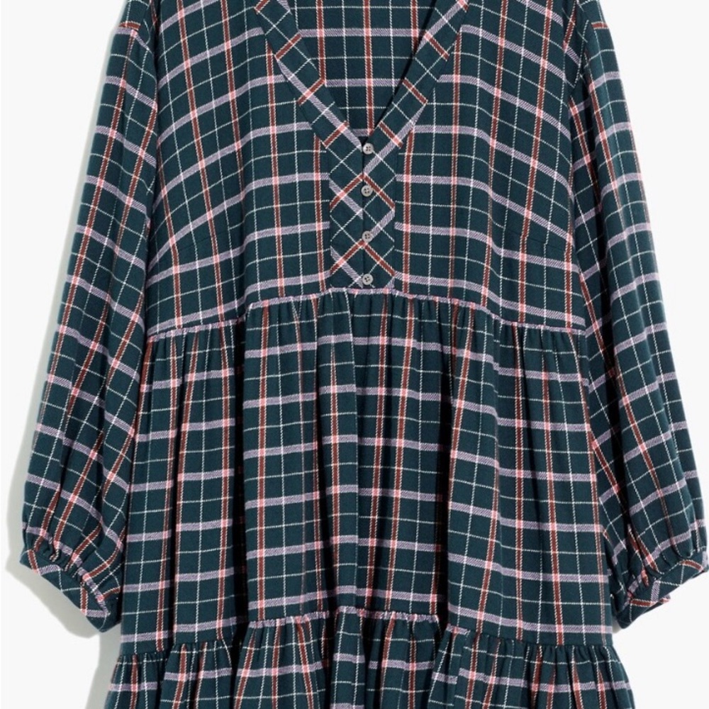 Madewell Plaid Long Sleeve Dress